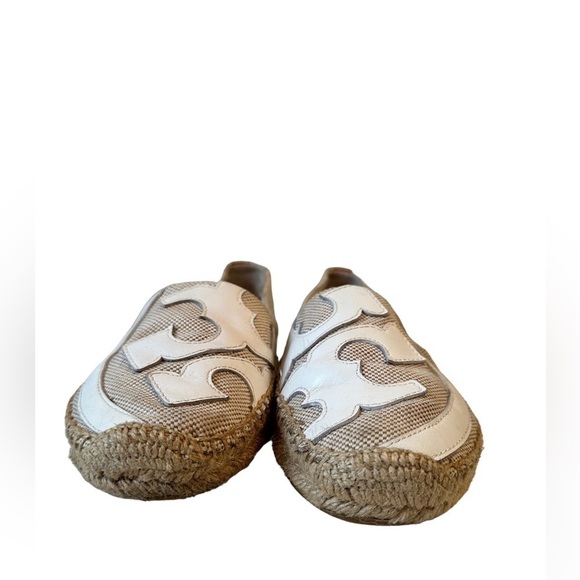 Tory Burch Lonnie espadrilles size 8.5 tan with cream colored logo on top - Picture 1 of 13